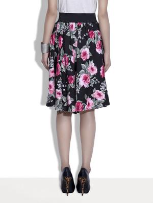 black floral print polycrepe skirt - 9633916 - Standard Image - 3