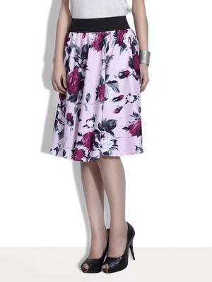 pink floral print polycrepe skirt - 9633921 - Standard Image - 2
