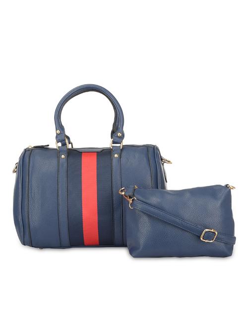 blue leatherette striped handbag - 9634088 - Standard Image - 1