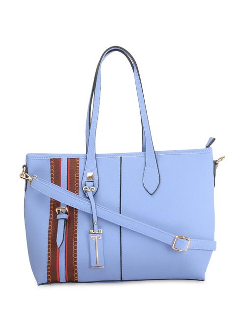 blue leatherette striped handbag - 9634094 - Standard Image - 1
