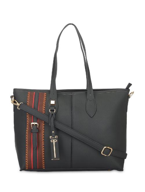 black leatherette striped handbag - 9634095 - Standard Image - 1