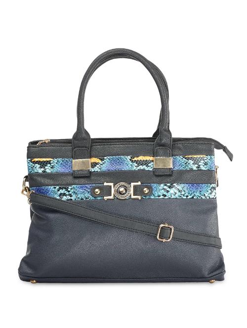 black leatherette snake skin designed handbag - 9634110 - Standard Image - 1