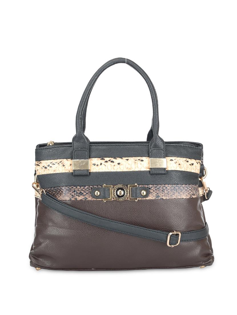 brown leatherette striped handbag - 9634112 - Zoom Image - 1