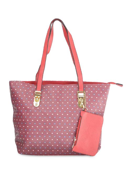 red leatherette polka dotted handbag - 9634152 - Standard Image - 1