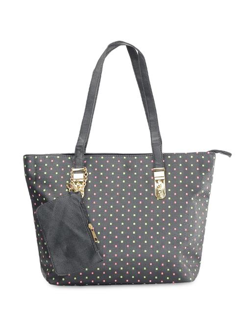 black leatherette polka dotted handbag - 9634153 - Standard Image - 1