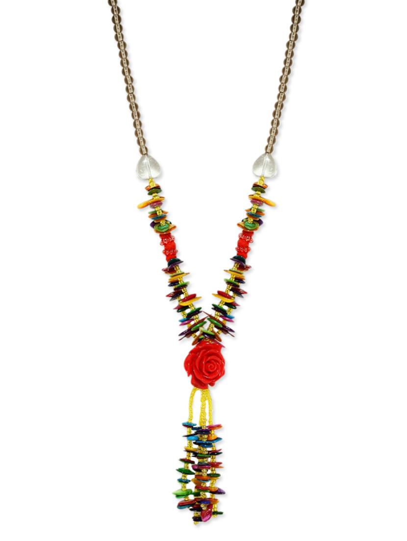 multicoloured embellished long necklace - 9634193 - Zoom Image - 1