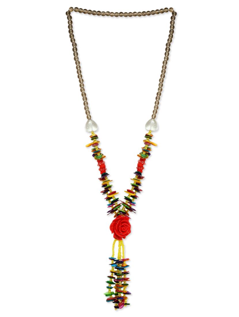 multicoloured embellished long necklace - 9634193 - Zoom Image - 2