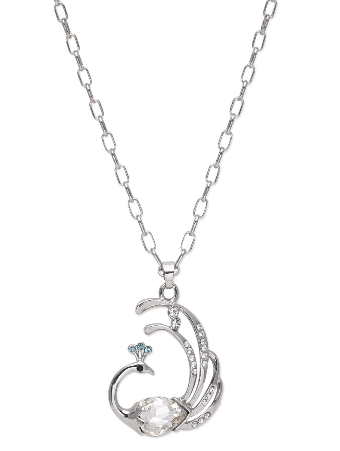 silver embellished peacock necklace - 9634207 - Zoom Image - 1
