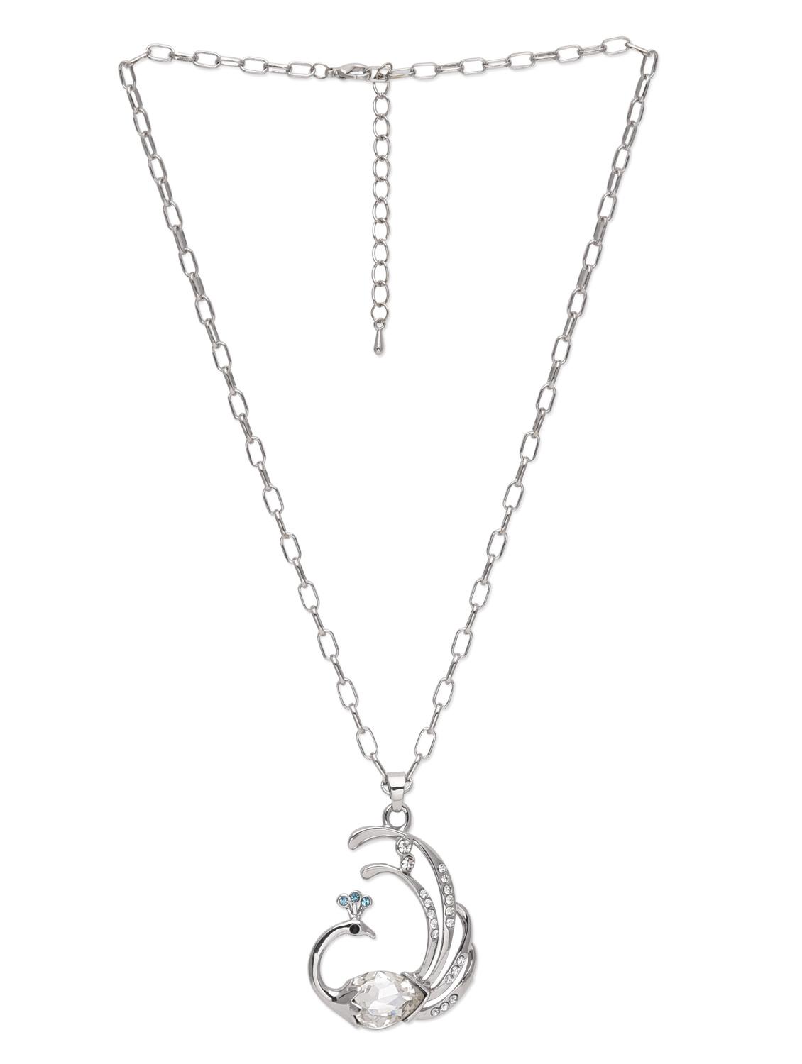 silver embellished peacock necklace - 9634207 - Zoom Image - 2