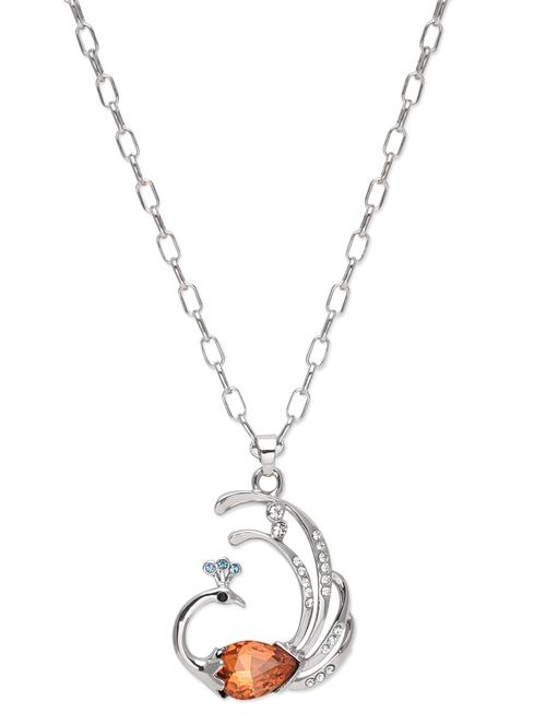 silver embellished peacock necklace - 9634209 - Standard Image - 1
