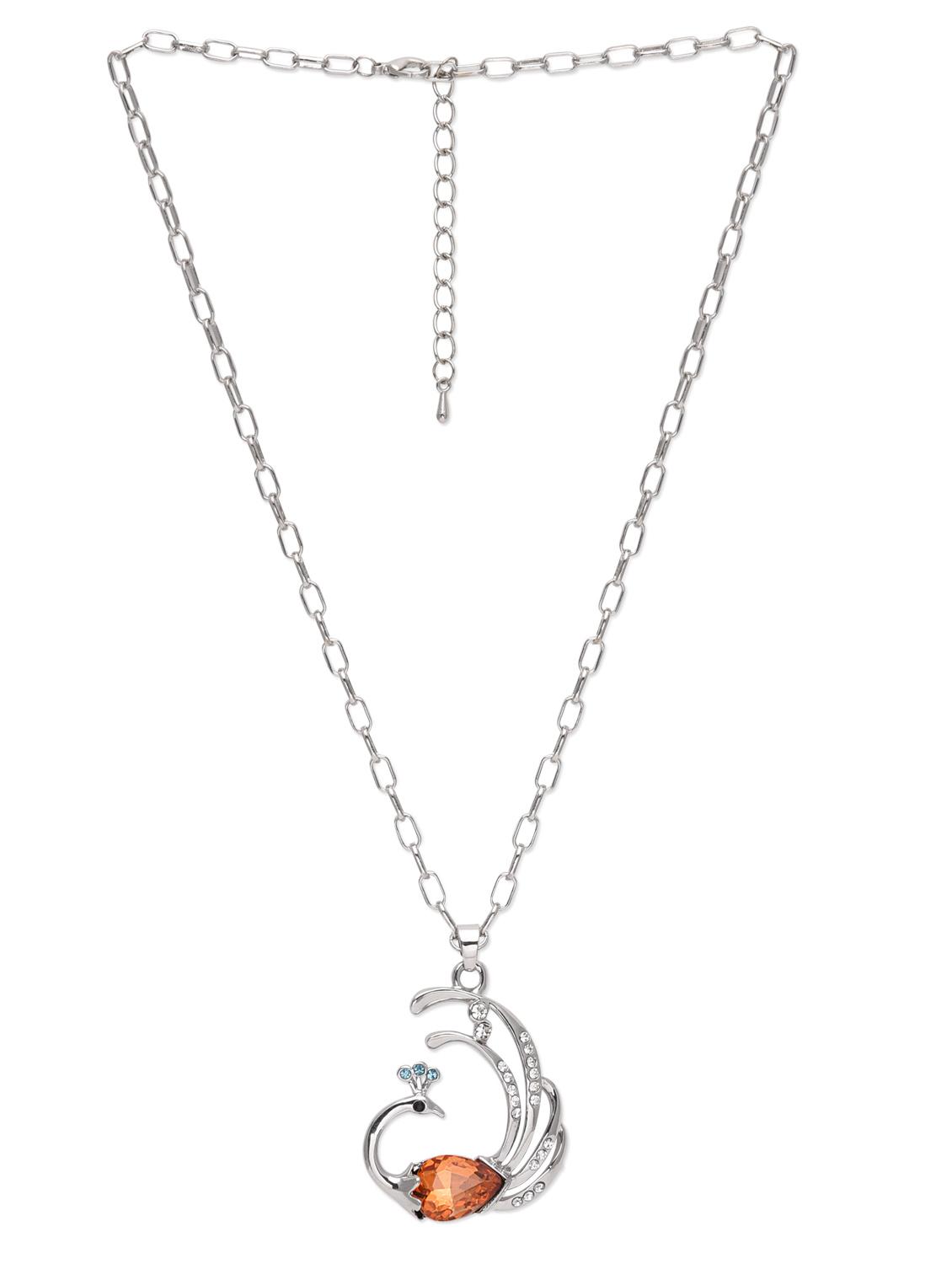 silver embellished peacock necklace - 9634209 - Zoom Image - 2