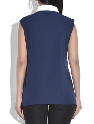blue poly crepe sleeveless top - 9634617 - Standard Image - 3