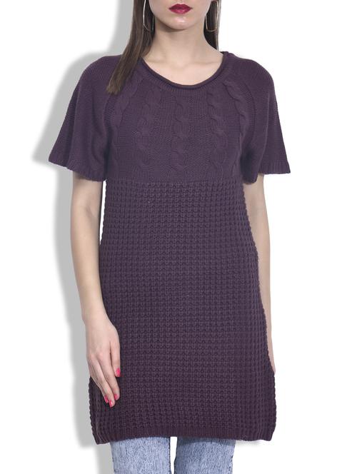 purple half sleeved acrylic sweater - 9640287 - Standard Image - 1