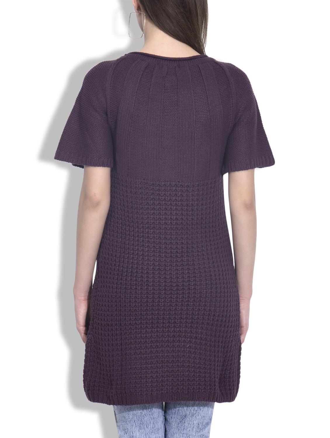 purple half sleeved acrylic sweater - 9640287 - Zoom Image - 3