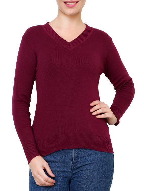 maroon Cotton Blend Pullover - 9642040 - Zoom Image - 1