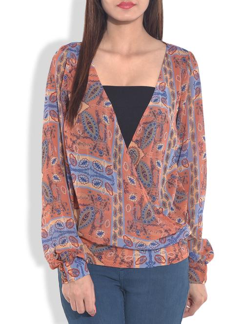 multicolored printed draped top - 9643174 - Standard Image - 1