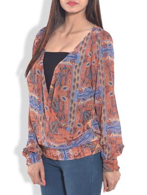 multicolored printed draped top - 9643174 - Standard Image - 2