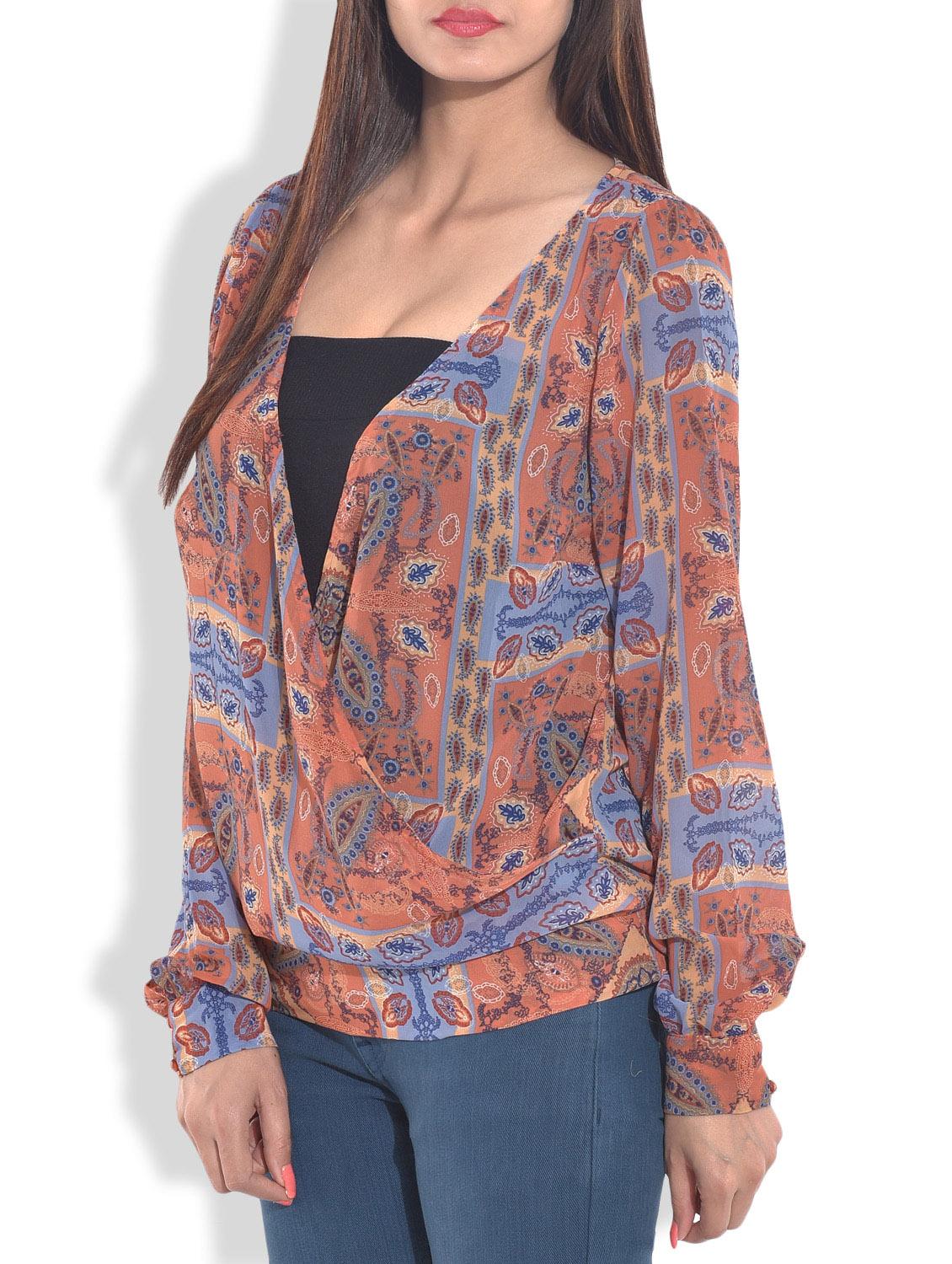 multicolored printed draped top - 9643174 - Zoom Image - 2