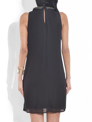 black shift dress with embellished neckline - 9643206 - Standard Image - 3