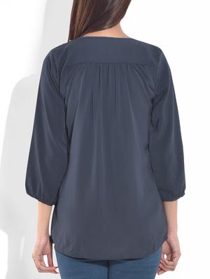 navy blue quarter sleeved top - 9643210 - Standard Image - 3