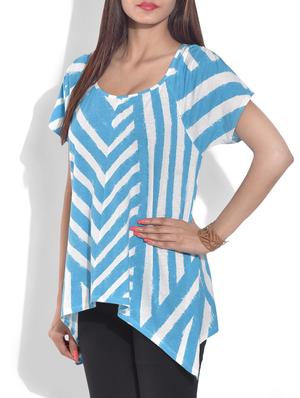light blue and white striped knitted cotton top - 9643222 - Standard Image - 2