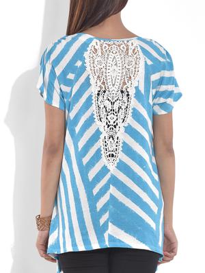 light blue and white striped knitted cotton top - 9643222 - Standard Image - 3