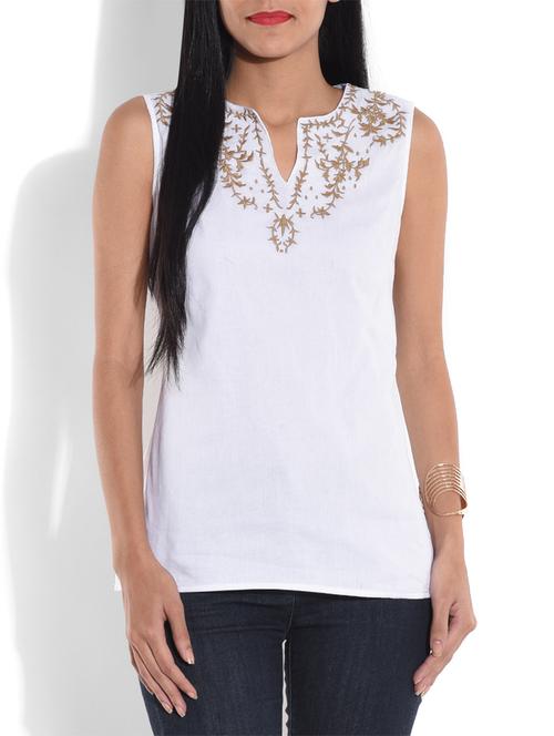 notch neck embroidered top - 9644220 -  Standard Image - 0