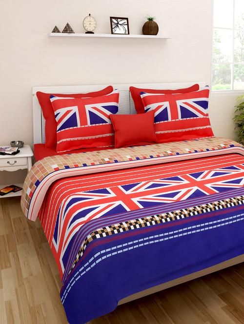 printed double bedsheet with 2 pillow covers - 9651244 - Standard Image - 1