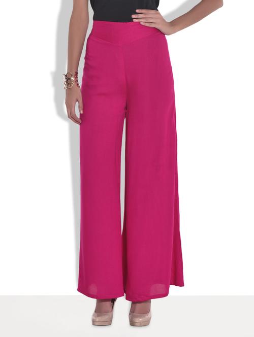 solid pink rayon palazzo pants - 9651563 - Standard Image - 1