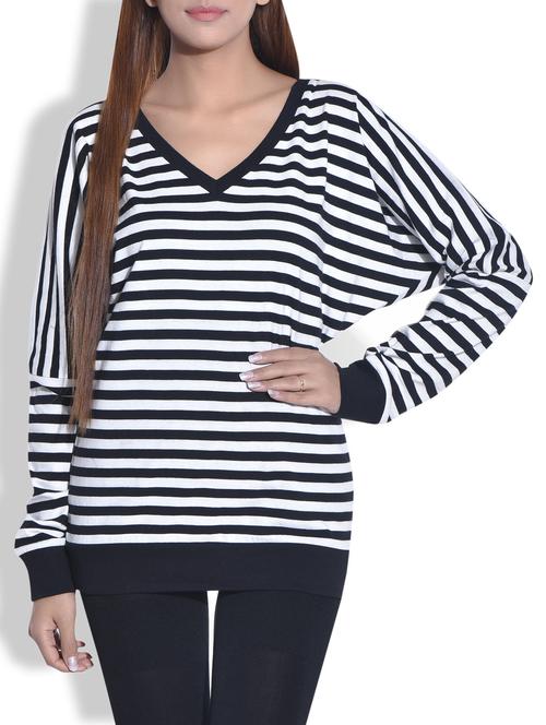 monochromatic striped cotton knit top - 9652864 - Standard Image - 1