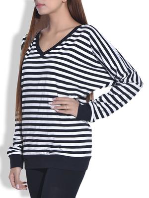 monochromatic striped cotton knit top - 9652864 - Standard Image - 2
