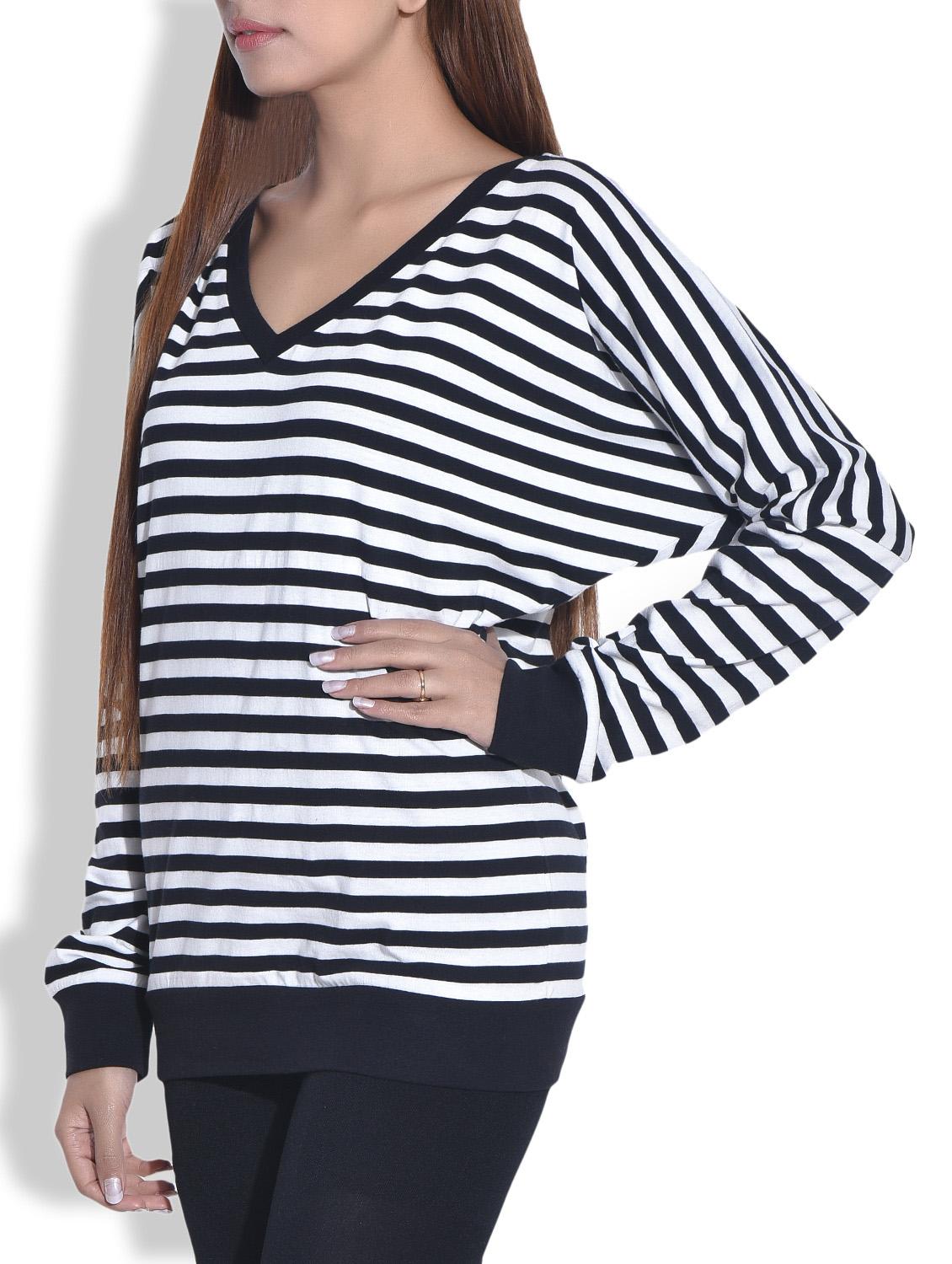 monochromatic striped cotton knit top - 9652864 - Zoom Image - 2