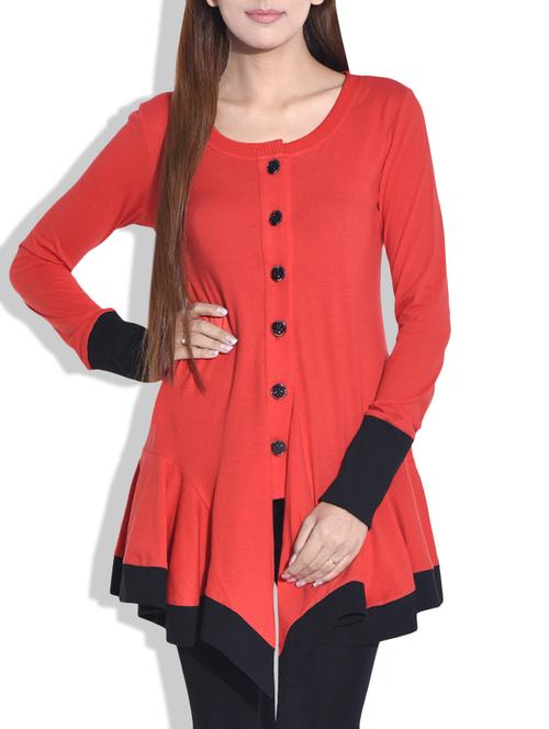 coral ruffled cotton jersey shrug - 9652883 - Standard Image - 1
