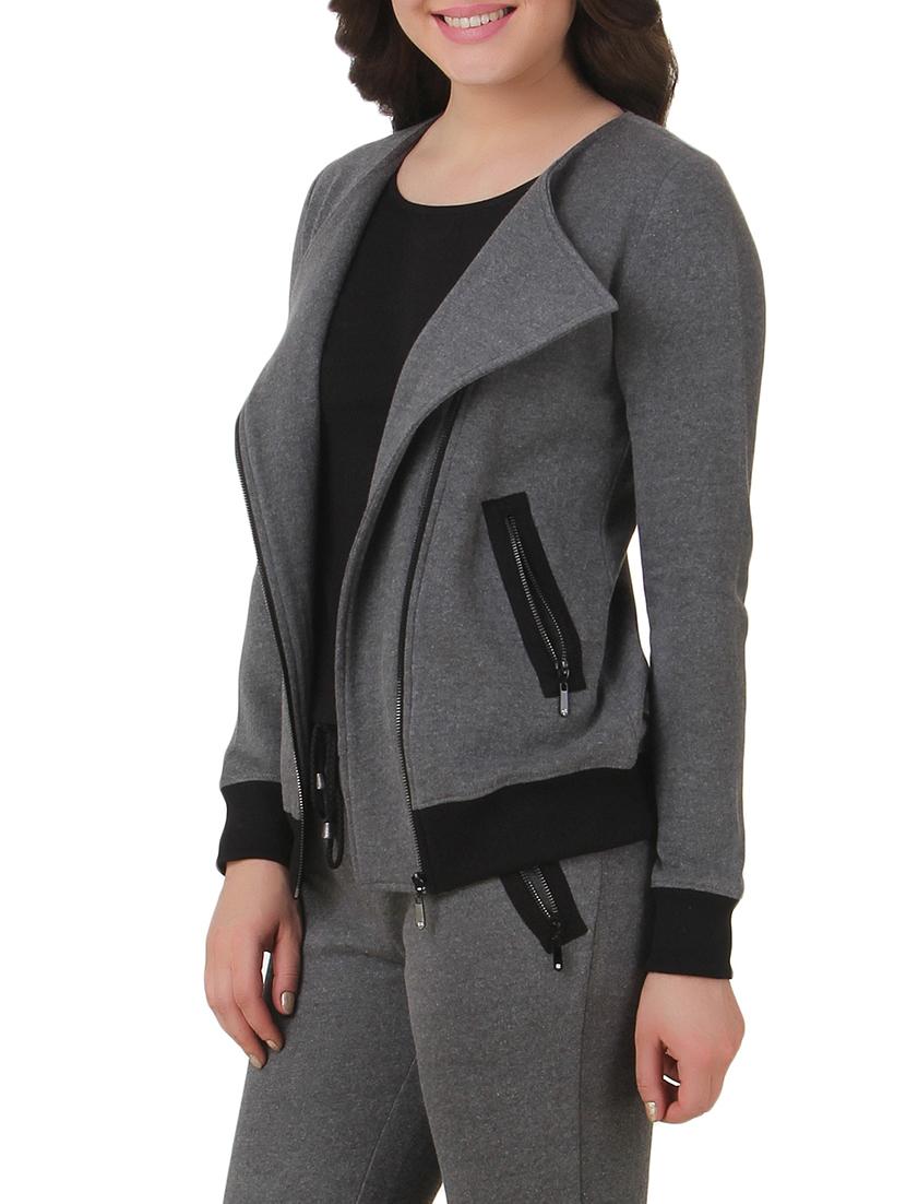 grey cotton knit full sleeved jacket - 9652896 - Zoom Image - 2