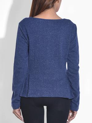 blue cotton knit peplum jacket - 9652911 - Standard Image - 3
