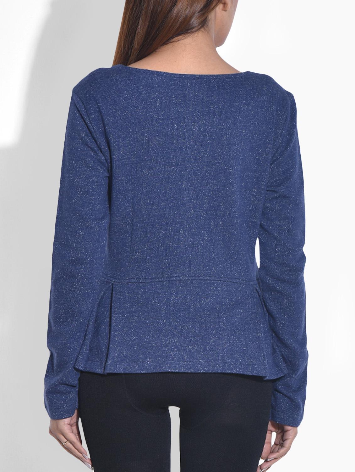 blue cotton knit peplum jacket - 9652911 - Zoom Image - 3