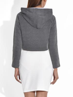grey hooded cotton cropped sweatshirt - 9652923 - Standard Image - 3