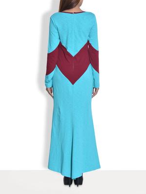 turquoise cotton jersey flared maxi dress - 9652929 - Standard Image - 3