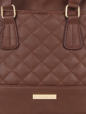 brown leatherette quilted handbag - 9653813 - Standard Image - 4