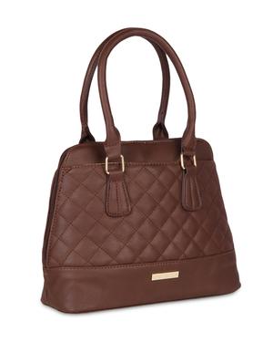 brown leatherette quilted handbag - 9653813 - Standard Image - 5