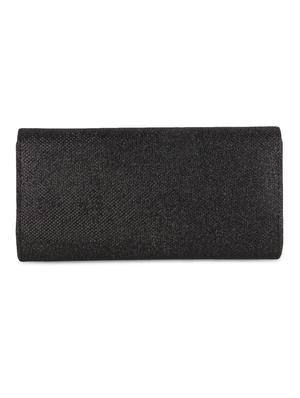solid black leatherette textured clutch - 9653851 - Standard Image - 2