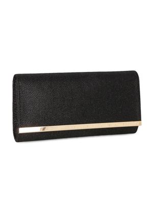 solid black leatherette textured clutch - 9653851 - Standard Image - 5
