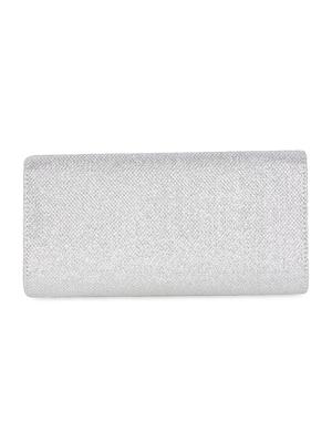silver leatherette textured clutch - 9653853 - Standard Image - 2