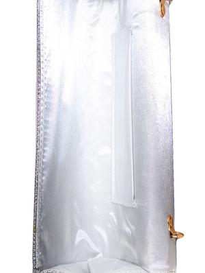 silver leatherette textured clutch - 9653853 - Standard Image - 3