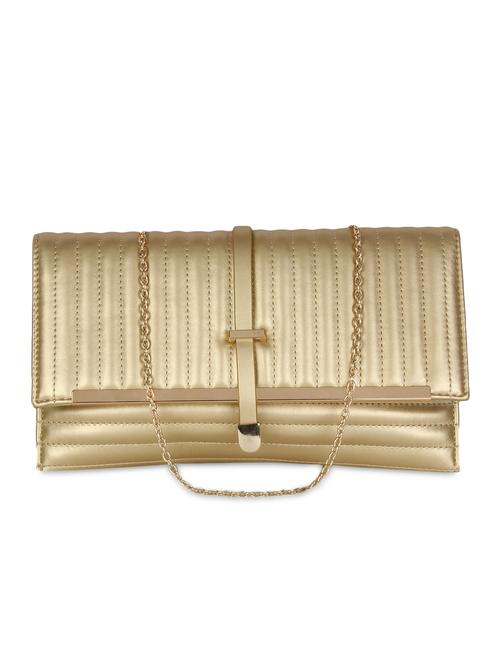gold leatherette textured clutch - 9653855 - Very Small Image - 1