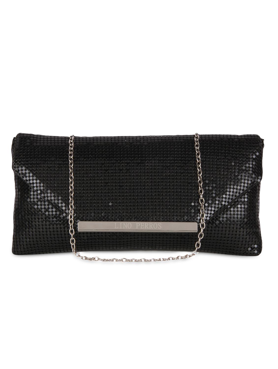 solid black leatherette embellished clutch - 9653858 - Zoom Image - 1