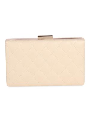beige leatherette textured box clutch - 9653871 - Standard Image - 2