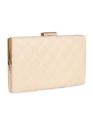 beige leatherette textured box clutch - 9653871 - Standard Image - 5