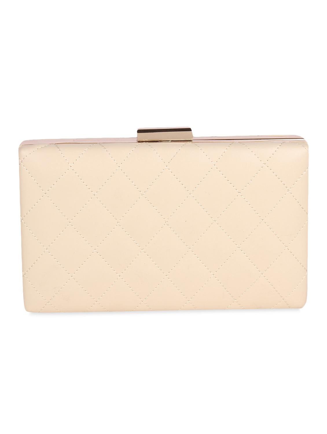 beige leatherette textured box clutch - 9653871 - Zoom Image - 2