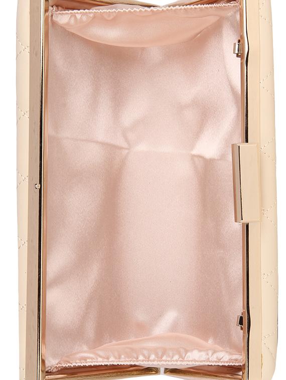 beige leatherette textured box clutch - 9653871 - Zoom Image - 3